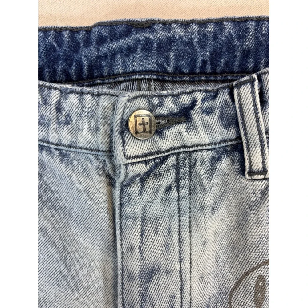 Ksubi Chitch Jeans Mens 33 Light Wash Distressed Graphic Streetwear Denim Pants